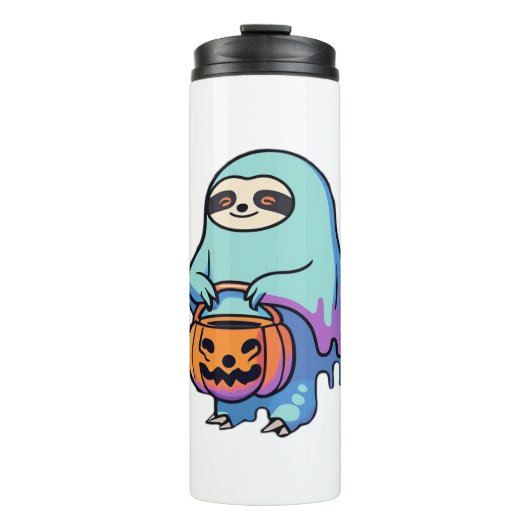 Sloth Ghost Halloween Oversifizierter T - Shirt Thermosbecher (Vorderseite)