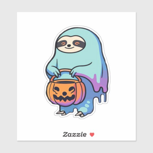 Sloth Ghost Halloween Oversized T-Shirt Aufkleber (Blatt)