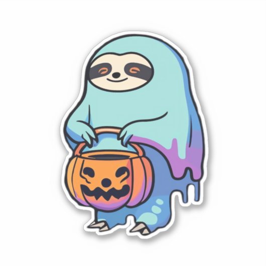 Sloth Ghost Halloween Oversized T-Shirt Aufkleber (Vorderseite)