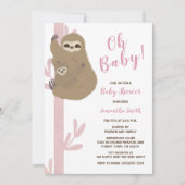 Sloth Girl Baby Shower Einladung (Vorderseite)