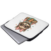 Sloth Girl Coffee Lover Laptopschutzhülle (Vorne Knopf)