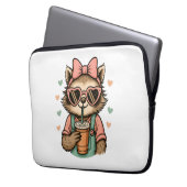 Sloth Girl Coffee Lover Laptopschutzhülle (Vorderseite Links)