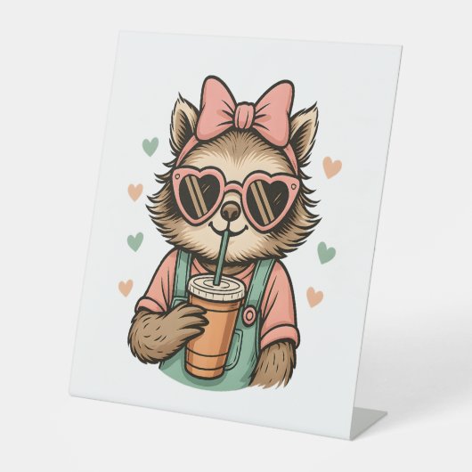 Sloth Girl Coffee Lover Sockelschild (Vorderseite)