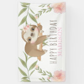 Sloth Girl Happy Birthday Personalisiert Banner (Vertikal)