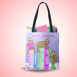 Sloth Girl's Reading Library Bag Personalisiert Tasche