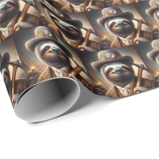 Sloth Gold Miner Geschenkpapier (Rolleneckpunkt)