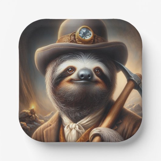Sloth Gold Miner Pappteller (Vorderseite)