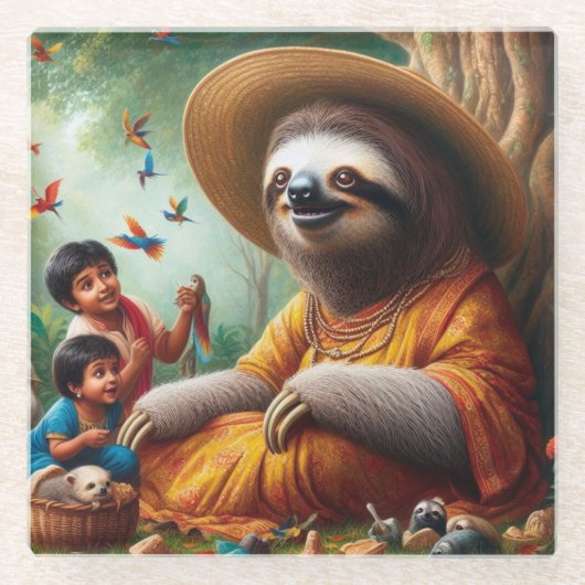 Sloth Grandma Glasuntersetzer (Vorderseite)