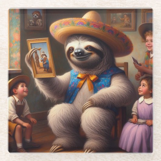 Sloth Grandpa Glasuntersetzer (Vorderseite)