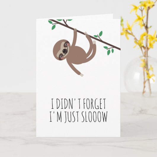 Sloth Green Belated Birthday Karte (Gelbe Blume)