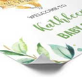 Sloth Greenery Boy Baby Dusche Begrüßungszeichen Poster (Ecke)