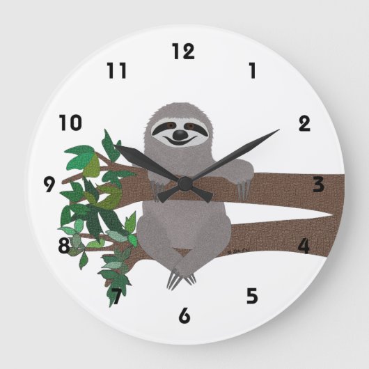 Sloth Große Wanduhr (Vorderseite)