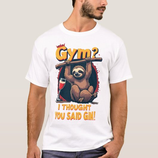 Sloth Gym Spaß T-Shirt (Vorderseite)