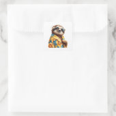 Sloth Haiian mit Sonnenbrille Quadratischer Aufkleber (Tasche)