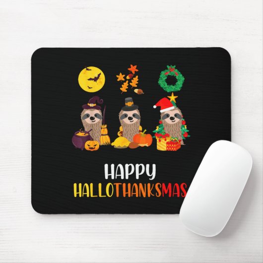 Sloth Halloween Christmas Happy Hallothanksmas Tha Mousepad (Mit Mouse)