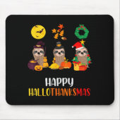 Sloth Halloween Christmas Happy Hallothanksmas Tha Mousepad (Vorne)