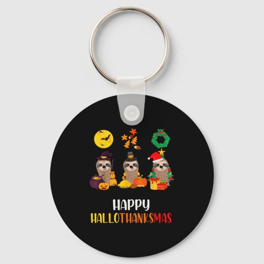Sloth Halloween Christmas Happy Hallothanksmas Tha Schlüsselanhänger (Vorderseite)