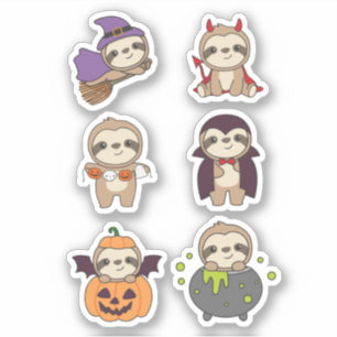 Sloth Halloween Devil Pumpkin Vampire Costume Aufkleber