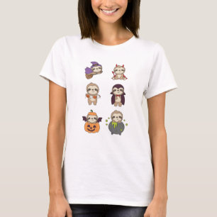 Sloth Halloween Devil Pumpkin Vampire Costume T-Shirt