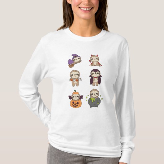 Sloth Halloween Devil Pumpkin Vampire Costume T-Shirt (Vorderseite)