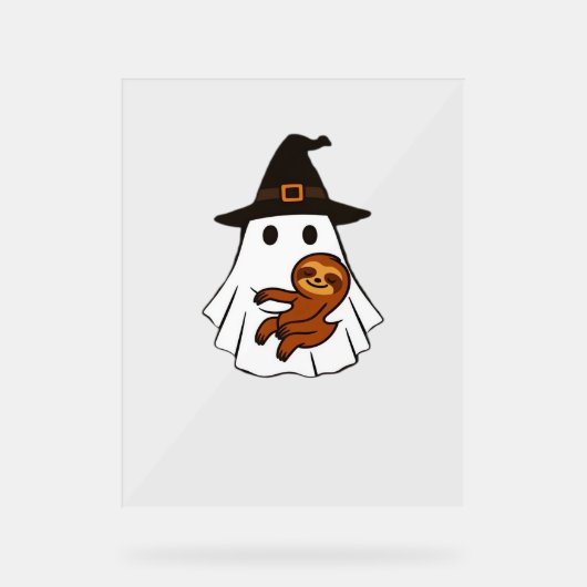 Sloth Halloween Ghost Witch Hat Animal Lovers Boys Acrylschild (Vorderseite)