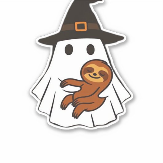 Sloth Halloween Ghost Witch Hat Animal Lovers Boys Aufkleber (Vorderseite)