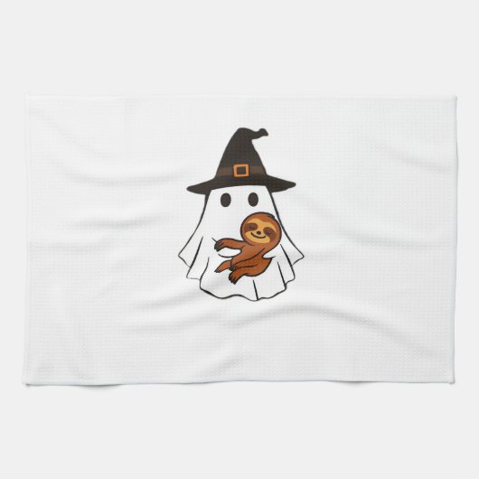 Sloth Halloween Ghost Witch Hat Animal Lovers Boys Geschirrtuch (Horizontal)