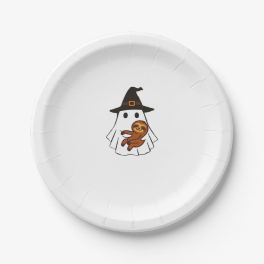 Sloth Halloween Ghost Witch Hat Animal Lovers Boys Pappteller (Vorderseite)