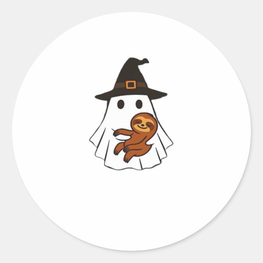 Sloth Halloween Ghost Witch Hat Animal Lovers Boys Runder Aufkleber (Vorderseite)
