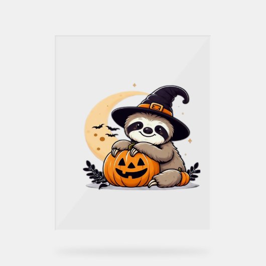 Sloth Halloween Motif Niedlicher klassischer T - S Acrylschild (Vorderseite)