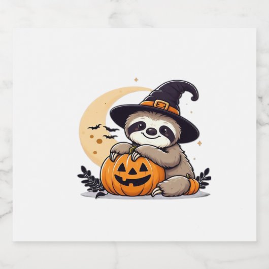 Sloth Halloween Motif Niedlicher klassischer T - S Schaumweinetikett (Einzelnes Label)