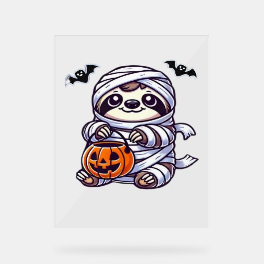 Sloth Halloween Mummy Kids Women Men Sloth Classic Acrylschild (Vorderseite)