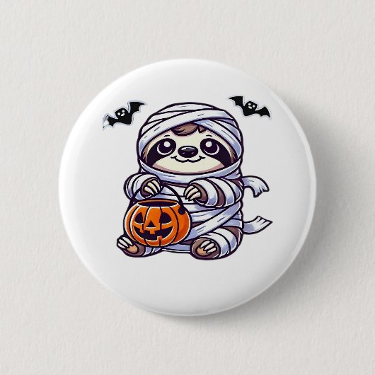 Sloth Halloween Mummy Kids Women Men Sloth Classic Button (Vorderseite)