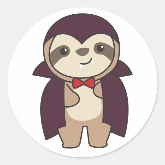 Sloth Halloween Niedlich Devil Vampire Kostüm Clas Runder Aufkleber (Vorderseite)