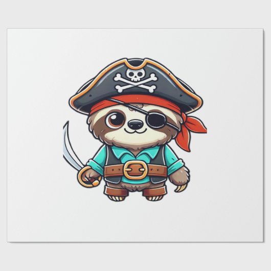 Sloth Halloween Pirate Kids Women Men Sloth Classi Geschenkpapier (Flach)