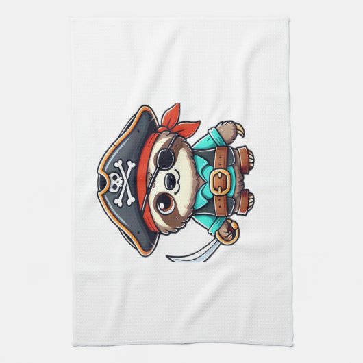 Sloth Halloween Pirate Kids Women Men Sloth Classi Geschirrtuch (Vertikal)