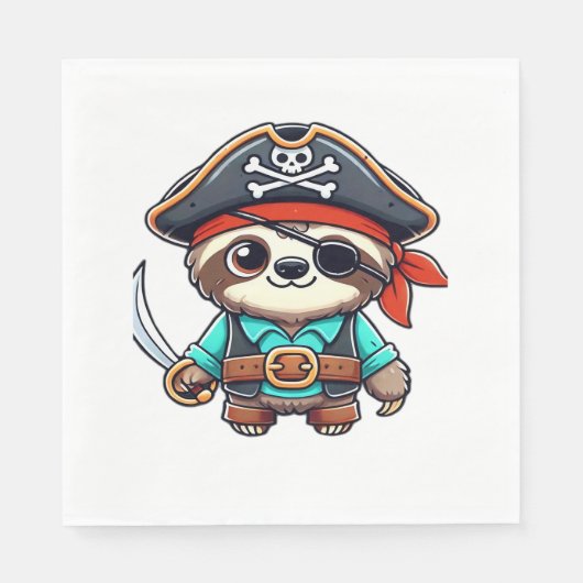 Sloth Halloween Pirate Kids Women Men Sloth Classi Serviette (Vorderseite)