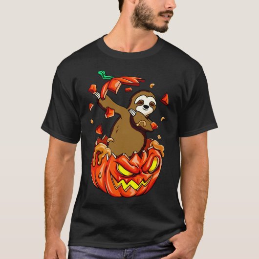 Sloth Halloween Pumpkin T-Shirt (Vorderseite)