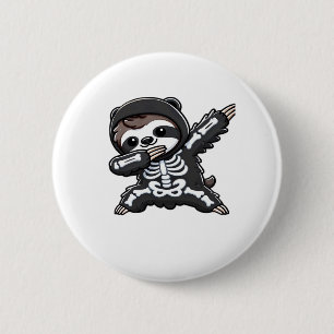 Sloth Halloween Skeleton Kids Women Men Sloth Clas Button