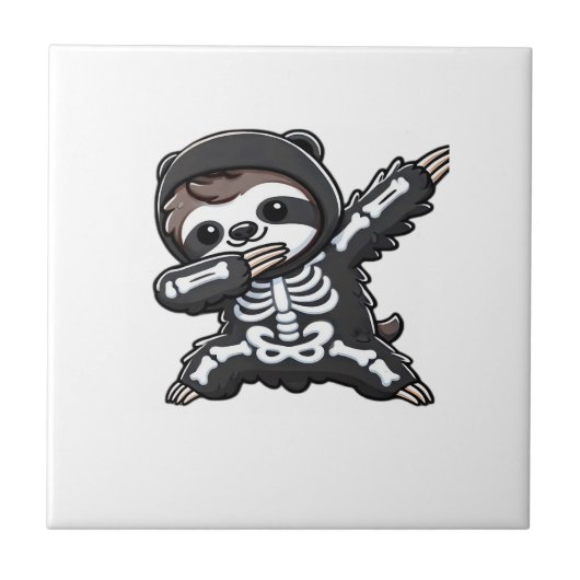 Sloth Halloween Skeleton Kids Women Men Sloth Clas Fliese (Vorderseite)