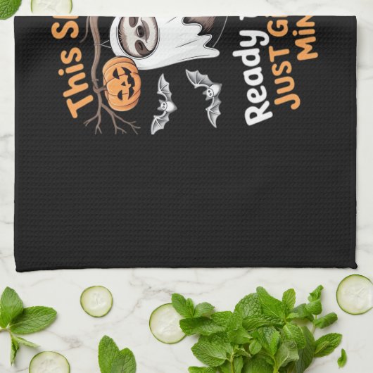 Sloth Halloween Sloths Niedlich Bat Vampire Essent Geschirrtuch (Gefaltet)