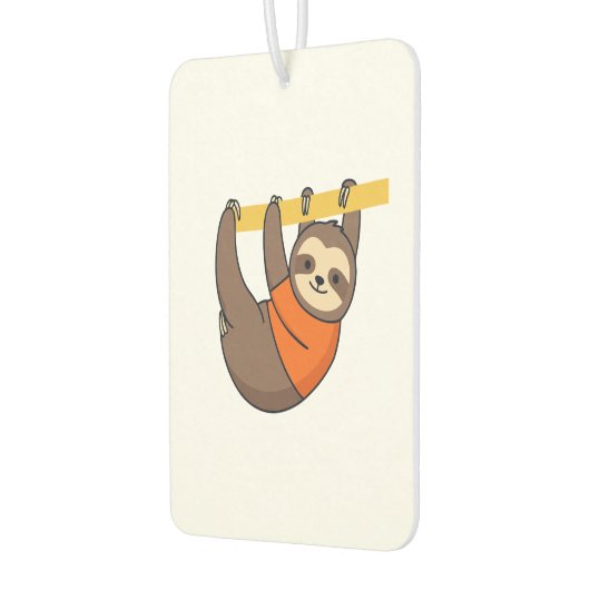 Sloth Hanging on Branch with Orange Autolufterfrischer (Links)