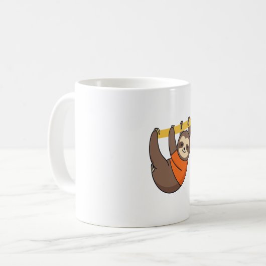 Sloth Hanging on Branch with Orange Kaffeetasse (Vorderseite Links)
