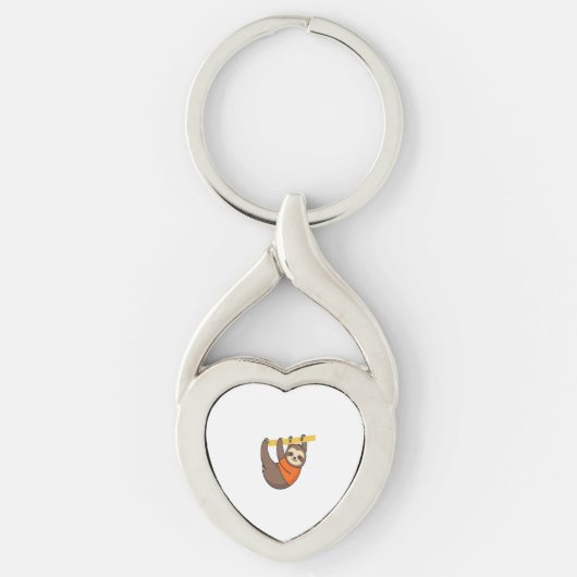 Sloth Hanging on Branch with Orange Schlüsselanhänger (Vorderseite)