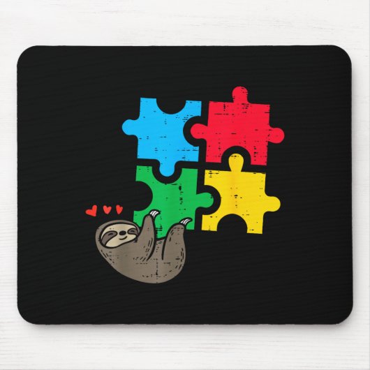 Sloth Hanging Puzzle Cute Autism Awareness Men Wom Mousepad (Vorne)