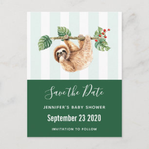 Sloth Hanging Upside Down Wasserfarbe Save the Dat Einladungspostkarte