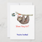 Sloth Hanging von Branch TEXT Wanna Hang Out? Einladung (Vorderseite)
