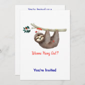 Sloth Hanging von Branch TEXT Wanna Hang Out? Einladung (Vorne/Hinten)