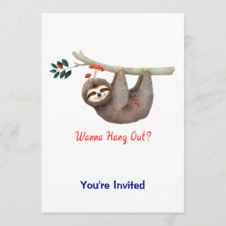Sloth Hanging von Branch TEXT Wanna Hang Out? Einladung