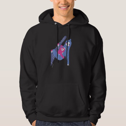 Sloth Hanging with Baby on the Tree Branch  Sloth Hoodie (Vorderseite)